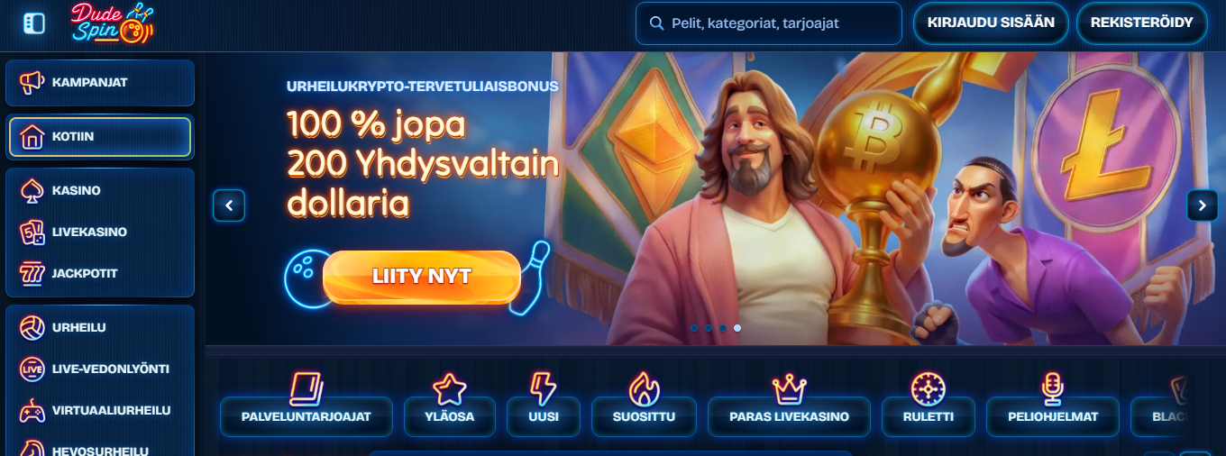 DudeSpin Casino Arvostelu – Tervetuliaisbonus 200% Jopa 2000€ Asti Ja 150 Ilmaiskierrosta