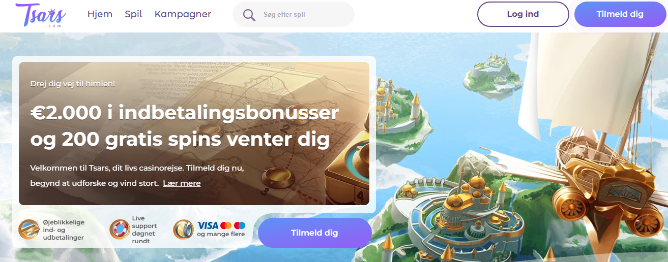 Tsars Casino Anmeldelser – Velkomsttilbud Op Til €2000 + 200 Gratis Spins